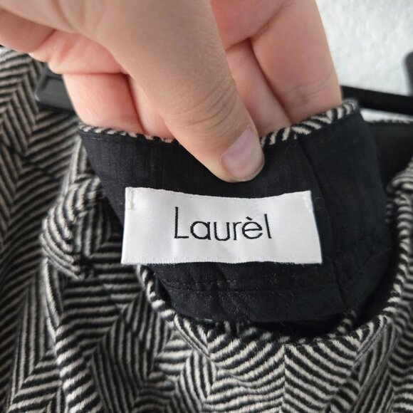 Laurèl 26 Wool Wide-Leg Pants Chevron Grey High Waist Trousers - Picture 8 of 9